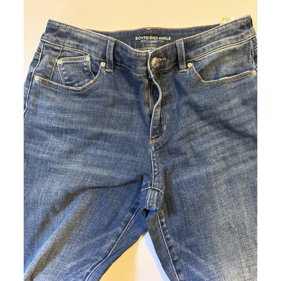 Chico's Boyfriend Ankle Gold Cuff  Jeans Stretch Modern Size 4P - Picture 6 of 9